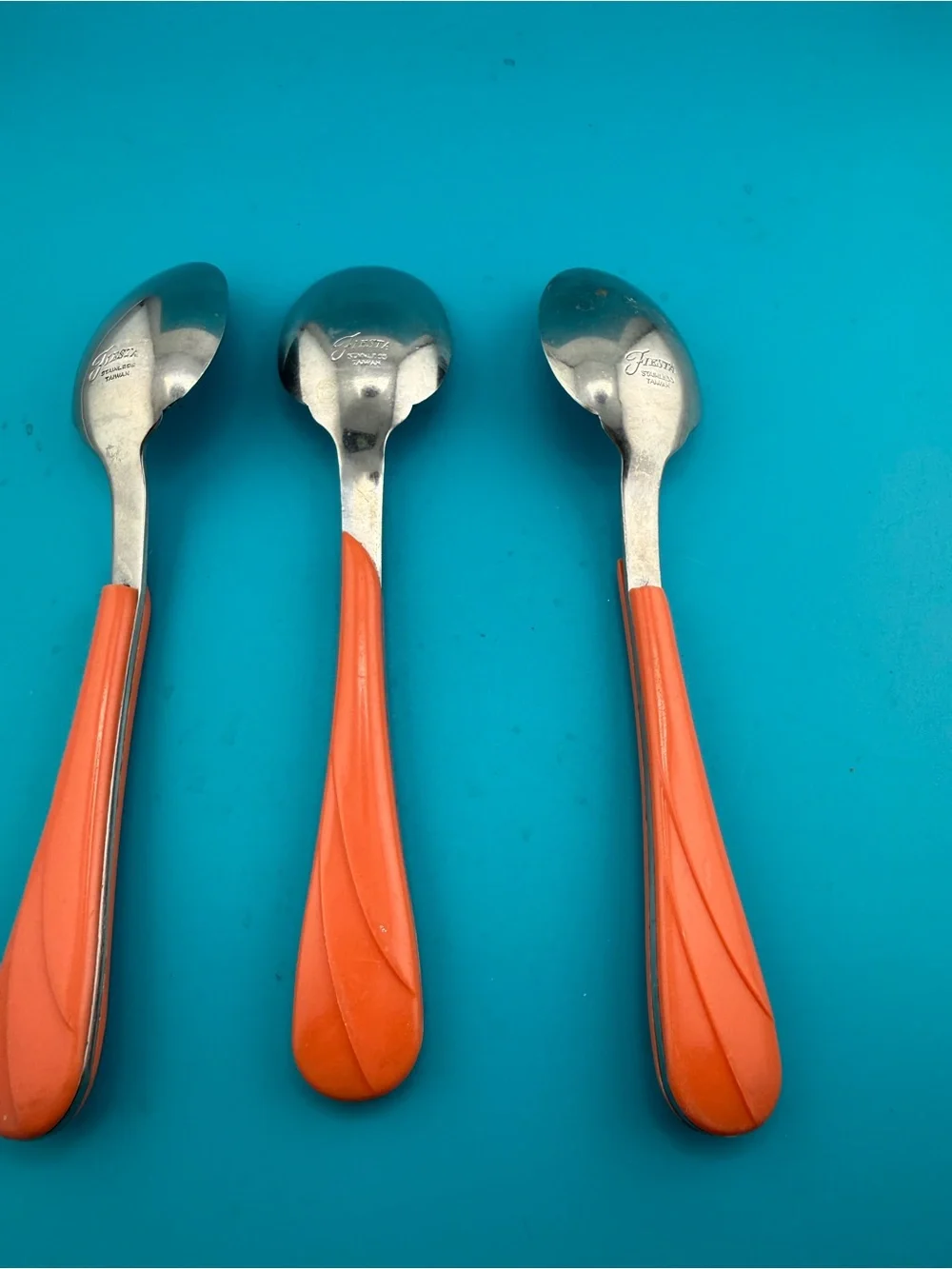 Fiesta Taiwan Coral Orange Stainless Spoons Set of 3